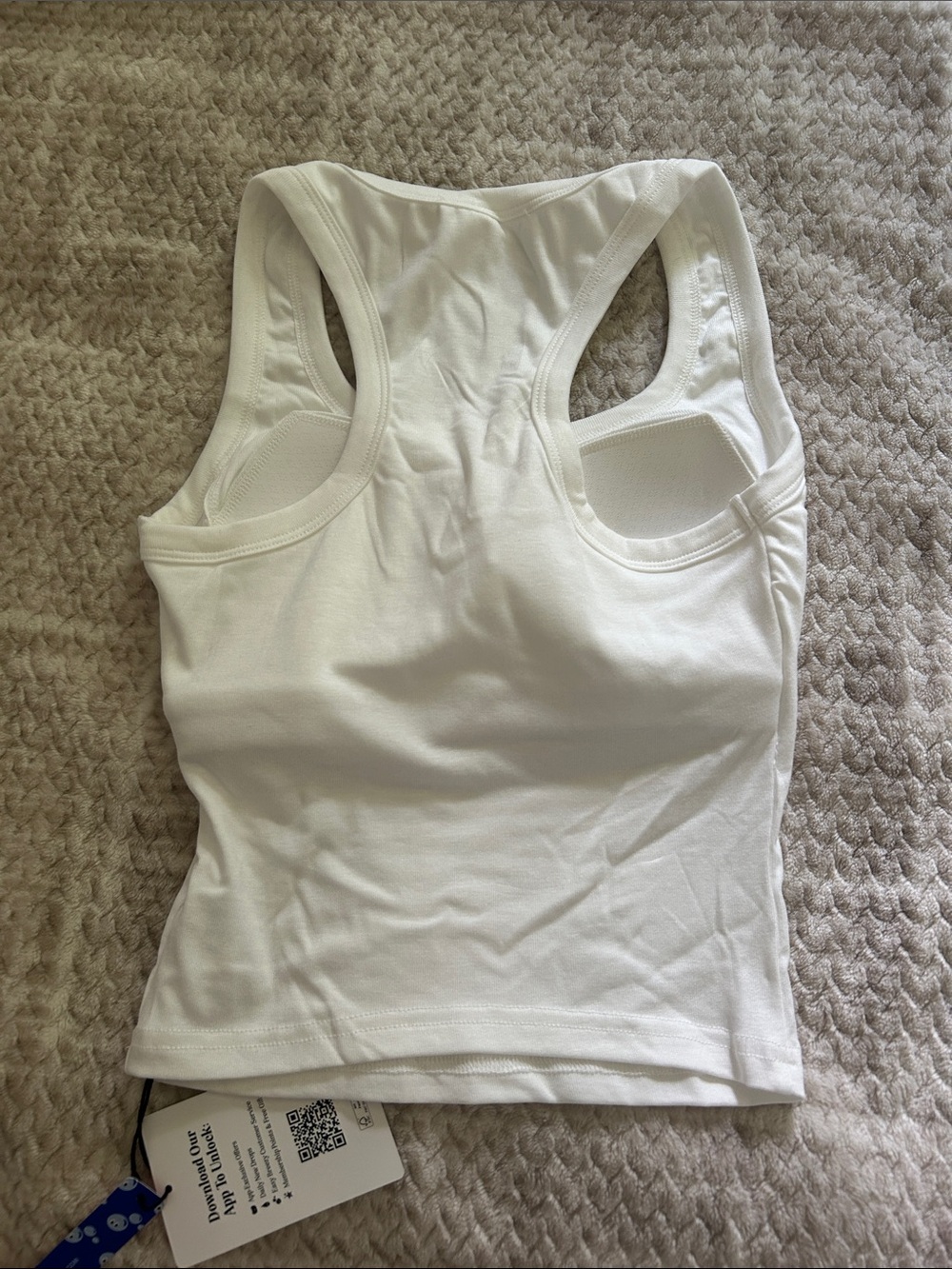 Cider White Ribbed Racerback Tank with Built-In Bra - Picture 3 of 4